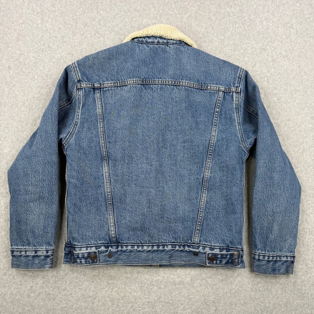 Levis Jacket Mens Small Blue Denim Sherpa Lined Trucker Type III Snap Button - Picture 8 of 16